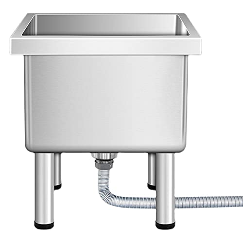 Évier de nettoyage de sol en acier inoxydable autoportant pour buanderie et entreprise