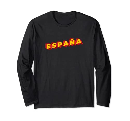 Spain Flag Long Sleeve T-Shirt, Black