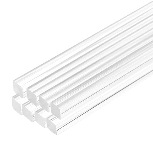 Image of MECCANIXITY 8pcs Acrylic Square Rods 1 /4 inchx12 inch Acrylic Dowel Rods Sticks | Clear, Acrylic Plastic Sticks Strip, 6mmx300mm, for DIY Crafts Lighting Gardening Decorations