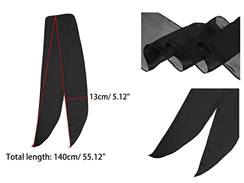 Allegra K 2Pcs Women Skinny Scarf Leopard/Solid Color Hairband Long Neckerchief Neck Scarf3