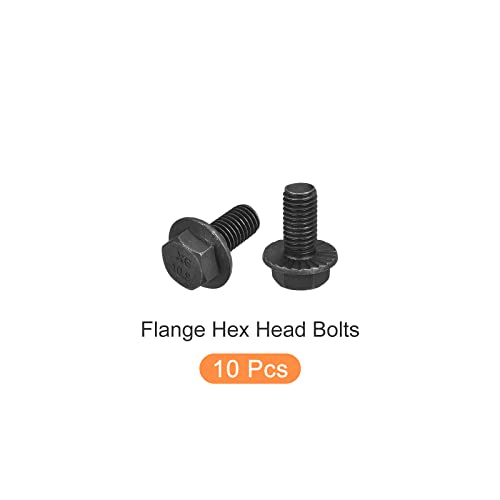 Image of METALLIXITY Flanged Hex Head Bolts (M10x20mm) 10pcs, Hexagon Serrated Flange Bolt Fully Thread Screw - for House Construction Hardware Fasteners