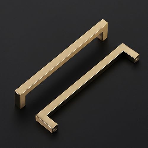 Image of Ravinte 30 Pack Champagne Bronze Cabinet Handles 7-1 /2 Inch Hole Center Stainless Steel Kitchen Square Cabinet Pulls for Dresser Drawer Cupboard Handles with Screwdriver