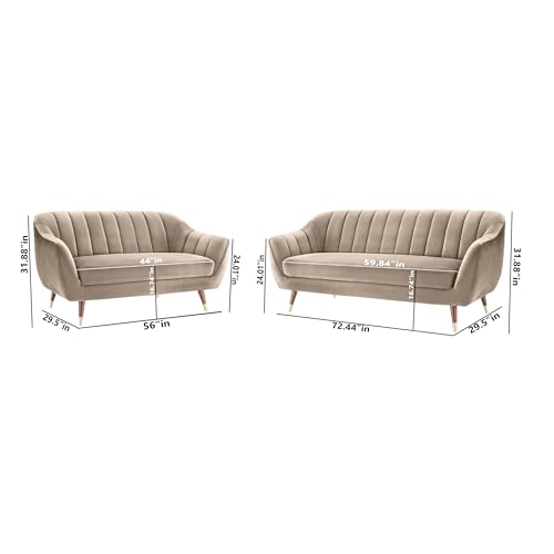 Image of AMATA Marino Solid Wood 3+2 Seater Cream Suede Velvet Sofa Set with Two Cushions Perfect for Home Office Guests Living Room (04 Cream, 3+2 Seater)(03 Year Warranty)