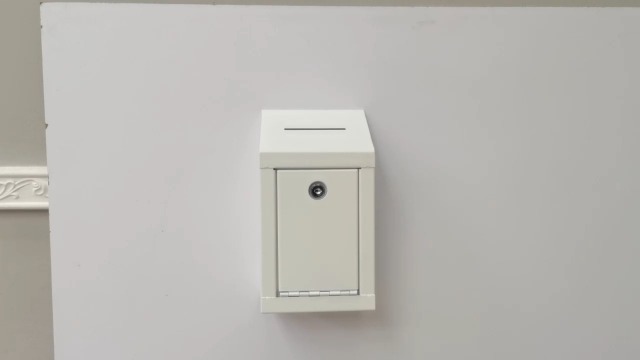 Metal Donation Box-Suggestion Box with Slot and lock-Cash Lock box for Money-Secure Drop Box-Comment and ballot voting box-comes with pre-drilled holes for easy wall mounting 10 X 6 X 2.5"(Off White)