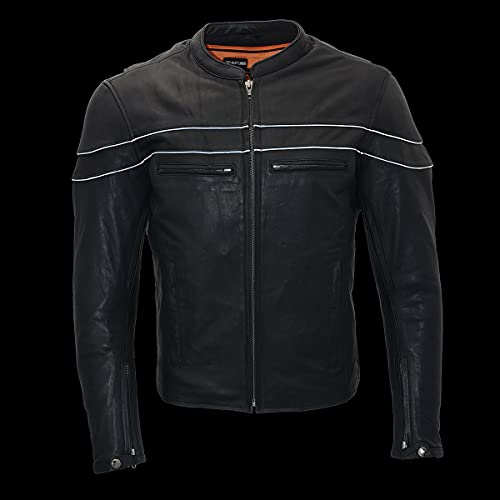 Image of Milwaukee Leather Men's Black Cowhide Quilted Pattern Scooter Style Racing Jacket MLM1545
