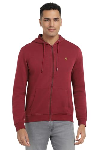 Image of Allen Solly Men's Hooded Neck Sweatshirt | 60% Cotton | Regular Fit | Full Seelves | Front Open Sweatshirt