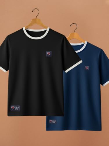 Image of YAZOLE Men's Round Neck Solid T Shirt | Regular Fit Lycra Blend Half Sleeve Tee | Casual Gym Running Walking Sports Office Travel | Stretch Fabric | Comfortable for Everyday use | (S to XXL)