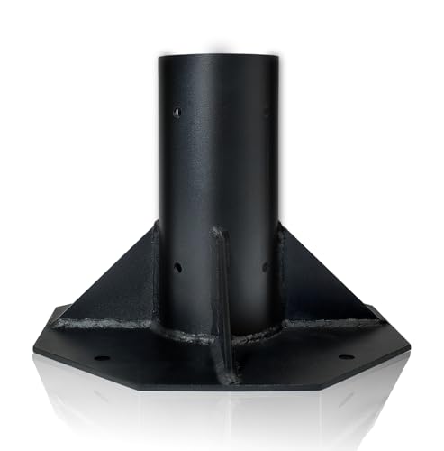 Base de poste de luz exterior con brida de metal resistente negra de 3 pulgadas 2