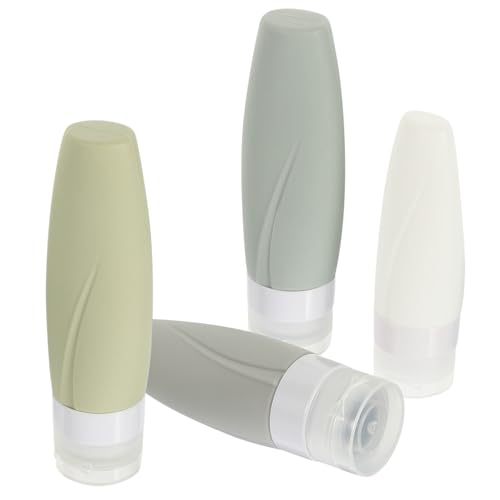 Anneome 4個 シリコン製トラベルボトル 漏れ防止詰め替え容器 軽量柔軟 小型旅行用シャンプーボトル 化粧水 ローション対応 携帯便利洗面用