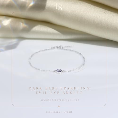 Image of HighSpark 925 Silver Anklet Payal | 92.5 Sterling Silver & Stunning Shine | Evil Eye Anklet & Minimal Elegant Anklets | Lovely Gift