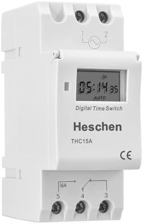 Heschen Interruptor de relé de temporizador semanal de alimentación, Digital, LCD, THC15A, AC 220V a 240V, 16A SPST, 35 mm, carril DIN