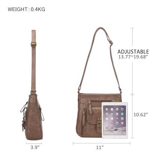 Image of Crossbody Bags for Women Medium PU Leather Multi Pocket Shoulder Purses