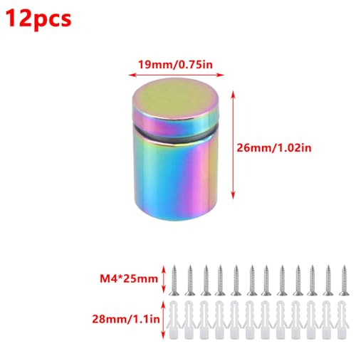 Image of Antrader Stainless Steel Standoff Screws,3 /4 inch x 1 inch Wall Standoffs for Advertising Board Hanging Acrylic Picture Frame,12Pcs