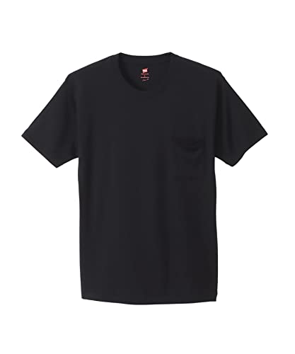 [ヘインズ] Tシャツ 半袖 ヘインズプレミアムジャパンフィット クルーネックポケットTシャツ アンダーウェアプレミアム HM1-V003 メンズ ブラック L