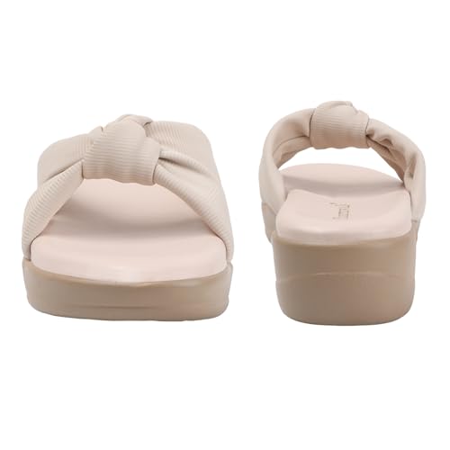 Image of Women's Wedge Slip-On Sandals with Knot Strap | Comfortable Casual Platform Slippers for Girls & Women