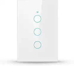 Interruptor Inteligente Wi-Fi Branco 3 Botões 2.4 GHz Smart Touch Bivolt Compatível com Alexa, Google Home, Tuya Neutro Paralelo Virtual