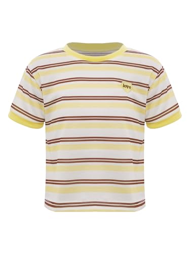 Kids Girls T Shirts Striped Heart Embroidery Summer Casual Short Sleeve Crewneck Tee Tops School Blouse3