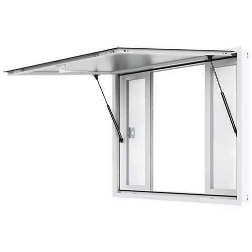 VEVOR Concession Window Aluminum Alloy Frame Service Windows for Food Truck Up to 85 Degrees Stand Serving Window with Awning Door and Drag Hook (4 left&right sliding windowsno glass 48 W x 36 H)