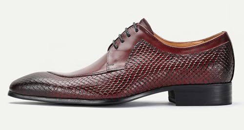 Santimon Men’s Luxury Leather Oxfords Formal Dress Shoes – Fashion Stylish Snakeskin Pattern Derby Shoes for Business, Weddings2