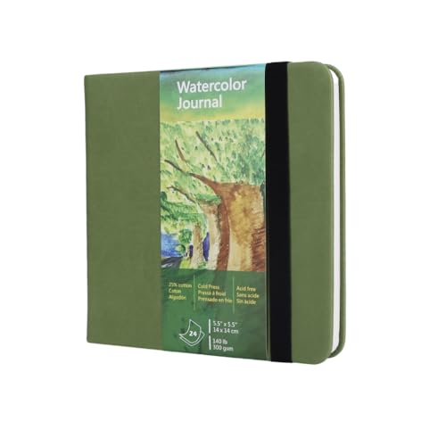 tumuarta Carnet de croquis aquarelle - 300 g - 25% coton - 14 x 14 cm - 24 feuilles - 48 pages - Sans acide - Papier aquarelle - Idéal pour aquarelle, acrylique