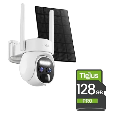 TIEJUS [10X Zoom Dual Lens Security Cameras Wireless Outdoor, 360° PTZ Solar Cameras for Home Security Outside, 2K Color Night Vision, Motion Alarm Cover