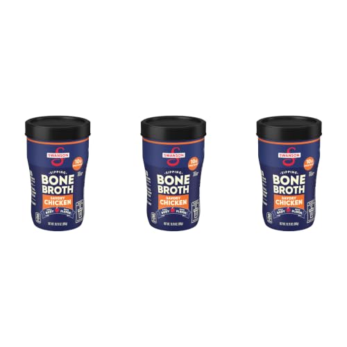 Swanson Sipping Chicken Bone Broth, 10.75 oz Microwavable Cup (3 Pack)