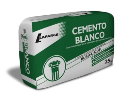Cemento blanco Lafarge Saco de 25kg. Mortero de color blanco decorativo