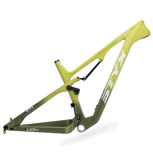 Softtail Bike Frame 29er Carbon Suspension Mountain Bike Frame15'' 17'' Thru Axle 148mm Disc Brake Enduro Bike Frames(Yellow Green,29''x17'')