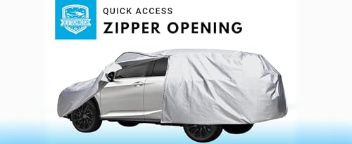 Image of Universal car Cover for Mercedes E350 E500 Waterproof Paint Protection UV rain dust Snow Heat with Zipper Cotton Lining Wind gust Straps (Midsize Sedans 183 inch-195 inch (465-495 cm)