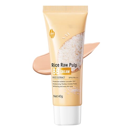 Color Correcting BB Cream, Rice Extrakt BB Crema con SPF 45+, cobertura completa natural e impecable, corrector hidratante, crema facial de larga duración, efecto aterciopelado