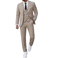 MrSure Men's 3 Piece Suit Blazer, Slim Fit Tux with One Button