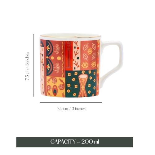 GOLDEN QUEEN'S Tea Cups Set of 6 | Ideal for Everyday Tea and Coffee, Enhancing Your Daily Rituals | Handcrafted & 24K Gold on Rim - Artistic Tea Cups