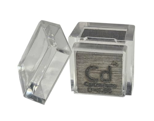 Image of 0.39 inch 10mm Cadmium Metal Cube Cd up to 99.99% Pure Periodic Table Element Engraved Density Collection Science Education Display Block Cube + Acrylic Case Box - 1PC