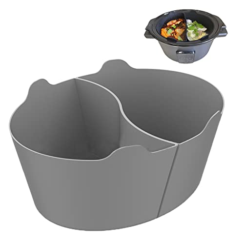 Effortlessly Cook Two Delicious Meals at Once with Our Reusable Silicone Slow Cooker Divider Liner for 6QT Crockpots - Heat-Resistant, Leakproof, and Easy to Clean (Grey)