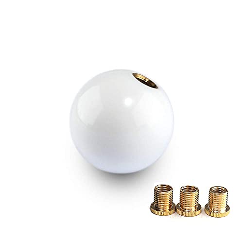Top10 Racing White Round Ball Gear Shift Knob Universal Shifter Knobs With 3 Adapters Stick Shifter #TOP9