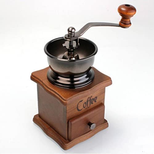 VLIZO Vintage Manual Coffee Grinder,Ceramic Conical Burr Portable Coffee Grinder,with Hand Crank and Catch Drawer(Ceramic Cores)