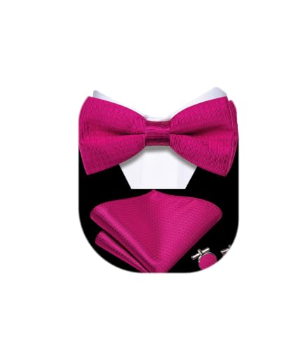 Image of Dubulle Mens Paisley Striped Bowtie Set Pre-tied Bowtie for Men and Pocket Square Set Wedding Business