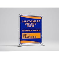 Personalised | Customisable 2.4 x 2.4 M/8 x 8Ft Backdrop Banner Stand Step and Repeat Adjustable Telescopic Lightweight Trade Show Display Wall Exhibitor with Carrying Bag