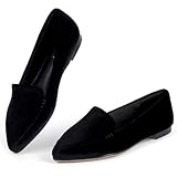 MUSSHOE Loafers for Women Comfortable Pointed Toe Memory Foam Women's Loafers,Black Velvet 6.5