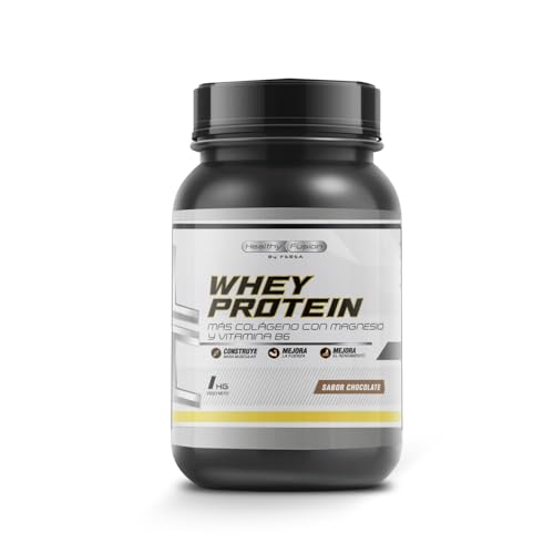 Whey Protein 1KG | 43g Proteína/dosis | Proteína en polvo con BCAA, Glutamina, Colágeno, Magnesio y Vitamina B6 | Aumenta Masa Muscular, Fuerza y Recuperación | Alta Disolución y Fácil Digestión