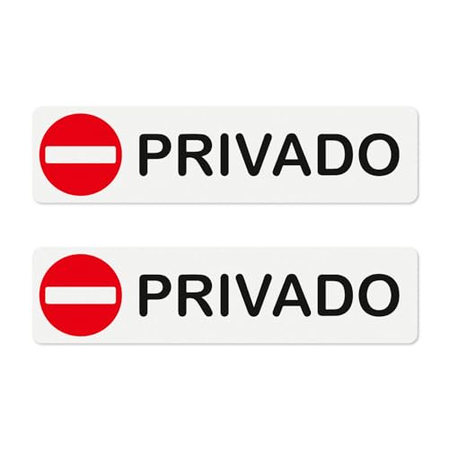 YIKIADA Cartel Adhesivo Privado - Señal Privado por Puerta Material de Aluminio 20 CM X 5 CM - 2 Piezas