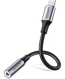 UGREEN Adaptador Auriculares para iPhone, MFi Certificado Adaptador Lightning a Jack 3.5mm con Micrófono Compatible con iPad y iPhone 14/14 Plus/14 Pro/SE 2022/13/12/11/XR/X/8, Plug y Play, Plata