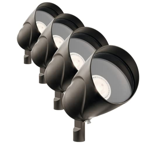 Kichler Showscape Collection #28312; Landscape Spotlight Fixture, 5 Watts 12 Volts with MR16 Reflector, Olde Bronze for Garden, Patio, Commercial (4 Pack)