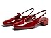 Coutgo Womens Mary Jane Slingback Low Heels T Strap Chunky Heel Closed Toe Pumps Wedding Party Dress Shoes, Red, Size 6.5