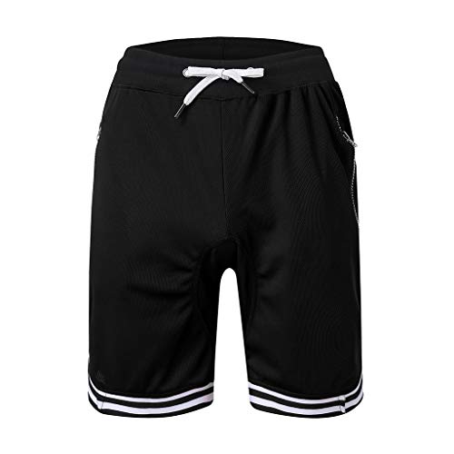 YSJZBS Pantalones cortos de verano para hombre, con protección UV, de algodón y lino, lavados, con cordón, malla, tallas S, M, L, XL, XXL, color rojo, Negro , XXL Cover