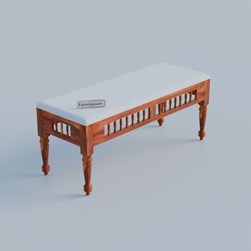 Image of Solid Sheesham Wood 6 Seater Dining Table Set | Six Seater Dinner Table with 4 Cushions Chairs & 1 Bench | Dining Table Set 6 Seater for Living Room, Kitchen & Home | Honey Finish