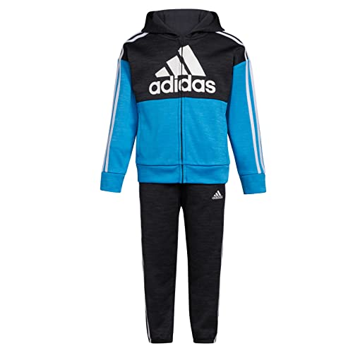 adidas boys Long Sleeve Color Block Mélange Fleece Jacket Set3