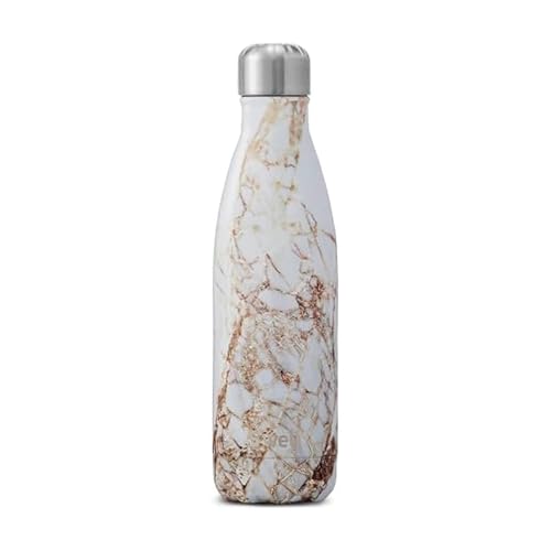 S'well Stainless Steel Water Bottle, 17oz, Calacatta Gold, Triple Layered Vacuum Insulated Containers Keeps Drinks Cold for 36 Hours and Hot for 18, BPA Free, Perfect for On the Go