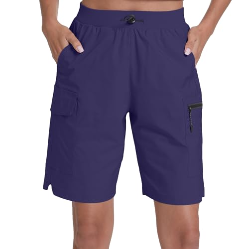 Women's Hiking Cargo Shorts Lightweight with 4 Pockets(Twilight,XXL)