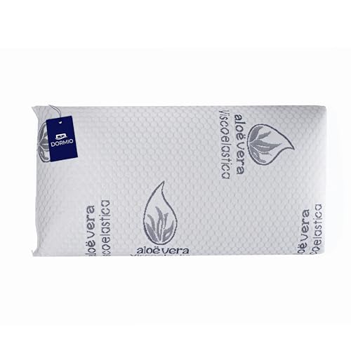 Dormio - Almohada viscoelástica con perfecta adaptabilidad al cuello, Tejido Aloe Vera, Termorregulable, Blanco, 105 cm